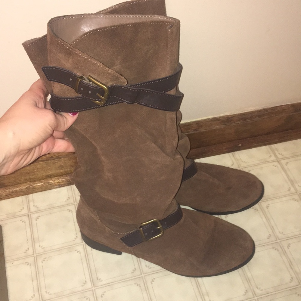 Nine West Brown Suede Slouch Boots